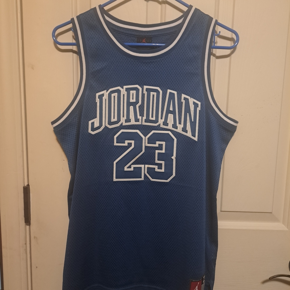 Jordan Mesh Basketball Jersey in Blue with White Trim